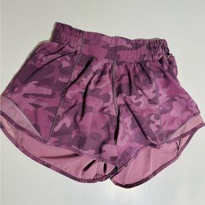 Lululemon purple camo print shorts size 0